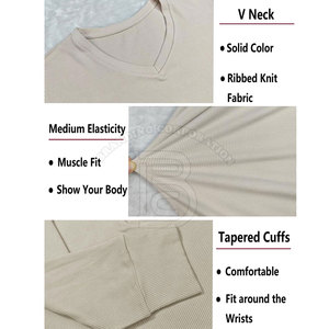 Camisa de manga larga con cuello en V para hombre, básica, informal, para uso diario, tela suave, ligera, camisas de manga completa - Product Image 4