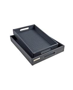 Bandeja de cuero de alta calidad para servir, tamaño personalizado y logotipo, vajilla de desayuno, bandeja de utensilios de cocina con asa, bajo costo - Product Image 3