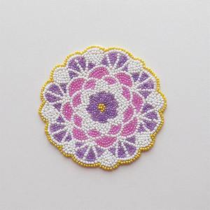 Blue Eye Design Pink Round <b>Glass</b> Beaded Handmade <b>Table</b> Coaster Set of Four Pieces for wedding - Product Image 6