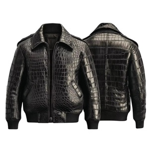 Chaqueta de piel de cocodrilo genuina para hombre hecha de cuero real con un ajuste clásico y un acabado Premium - Product Image 5