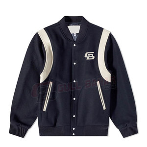Chaqueta universitaria personalizada para hombre con logotipo bordado y cuello alto con iniciales para el estilo de la calle principal de invierno - Product Image 1
