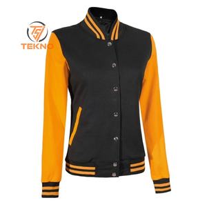 Chaquetas universitarias cortas para mujer al por mayor con diseño personalizado, chaquetas bomber para mujer, parches bordados, ropa de calle y estilo universitario - Product Image 5