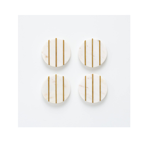 รถไฟเหาะหินอ่อนและทองเหลืองทรงกลมสีขาวทึบถาดรองแก้วสลักลายแอบสแตรกทองเหลืองทอง - Product Image 3