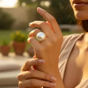 Bague en argent avec perle pour femme, bijou fantaisie, cadeau - Product Image 2