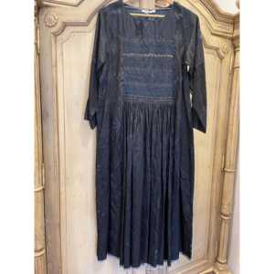 Neel 08 - Vestido Boho Chic Indigo con Tirantes Finos, Estampado Floral, Cintura Natural, Transpirable, 100% Algodón, Talla Única para Primavera, Disponible en XL - Product Image 1