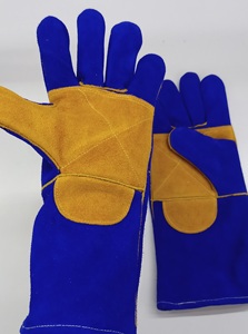 Best Selling XL Blue Leather Welding <b>Gloves</b> 35 cm <b>Long</b> Comfortable Heavy Duty Heat Resistant Anti-Static Export Protection - Product Image 4