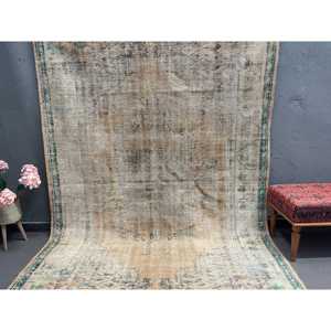 Grand tapis turc de 6,3 x 9,3 pieds, tapis persan vintage brun - Product Image 2