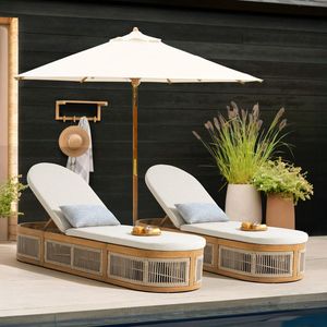 Tumbona Moderna para Exteriores Junto a la Piscina, con Cojines, Tejida con Cuerda, Silla Reclinable para Patio - Product Image 1