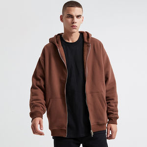 Pull à capuche et sweat-shirt surdimensionnés pour hommes broderie personnalisée graphique polaire lourde en coton de grande taille sweat à capuche zippé - Product Image 4