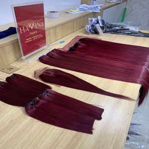 Extensiones de cabello liso de hueso para mujeres negras, alta calidad, venta al por mayor, 8A,10A, Burgundy brillante - Product Image 1