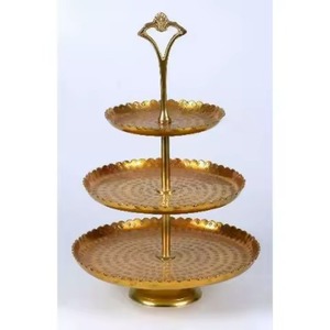 Great Quality Gold Polished Metal Eco-Friendly Handmade 2-<b>Tier</b> <b>Cake</b> <b>Stand</b> Modern Sweet Dessert Cupcake Server Table Decoration - Product Image 3