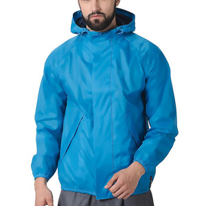 Chaquetas Impermeables Azul Marino Personalizadas para Exteriores, Chaqueta Ligera de 3 Capas con Bolsillo con Cremallera - Product Image 4