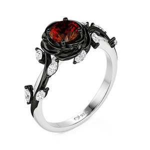Jeulia <b>Gothic</b> Thorn Rose Inspired Black Engagement <b>Ring</b> - Product Image 2