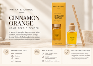 Diffuseur de parfum en bâtonnets à la cannelle et à l'orange, marque privée, 45 ml |   Parfum d'ambiance pour la maison aux senteurs d'agrumes et épicées |   Fabricant OEM Espagne - Product Image 3