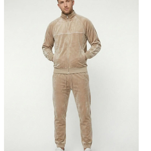 Ensemble de survêtement pour homme en velours, 2 pièces, veste zippée intégrale et pantalon - Product Image 1