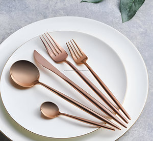 Couverts or rose en acier inoxydable de qualité supérieure Élégance classique pour les occasions spéciales-Lot de 5 ustensiles de table formels - Product Image 5