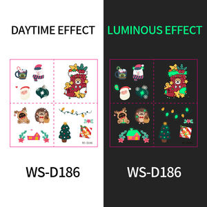 Ensemble d'autocollants de tatouage de Noël phosphorescent pour enfants - Product Image 5