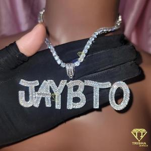 Nuevo colgante de placa con nombre helado personalizado con diamantes VVS Moissanite en joyería de Hip Hop de Plata de Ley 925 - Product Image 2