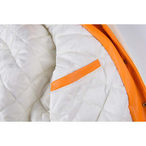 Chaqueta universitaria con mangas de cuero de contraste y chaqueta bomber de béisbol de cuerpo de mezcla de lana ropa de calle casual - Product Image 6