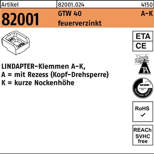 Abrazaderas R 82001 GTW 40 KM 12/4.5 Galvanizadas en Caliente 1 Pieza LINDAPTER - Product Image 1