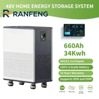 Batterie au lithium LiFePO4 51,2 V 666 Ah 34 kWh avec roues et écran tactile pour stockage d'énergie solaire photovoltaïque domestique – En stock en UE, États-Unis et Afrique du Sud