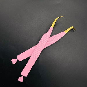 Petite pince à épiler quantité minimale de commande personnalisée avec nom de marque 90 degrés pince à épiler forte adhérence en acier inoxydable pointe en fibre pince à épiler incurvée 10mm - Product Image 1