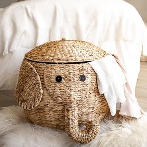 Panier de rangement en jacinthe d'eau en forme d'animal pour accessoires pour enfants, vente en gros - Product Image 3