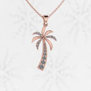 Hermoso Dije de Hoja de Palmera Tropical con Circonita, Oro de 18k y Plata 925, 29x16mm, Joyería Fina Étnica para Aniversario, para Mujer - Product Image 6