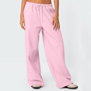 Pantalons de survêtement personnalisés en tissu lourd Pantalons de survêtement intérieurs en polaire pour femmes Pantalons de survêtement surdimensionnés à jambes larges Pantalons de survêtement d'hiver pour femmes - Product Image 1