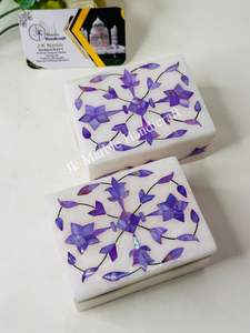 Handcrafted Bone Inlay Natural Marble Jewelry <b>Box</b> Floral Pattern Rectangle Shape Customized Style-Thanksgiving Gift - Product Image 5