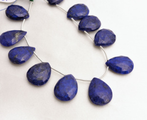Collier de perles de lapis-lazuli facettées en forme de poire l 8 pouces Lapis-lazuli naturel facetté en forme de poire pour la fabrication de bijoux fins Pierre précieuse - Product Image 3
