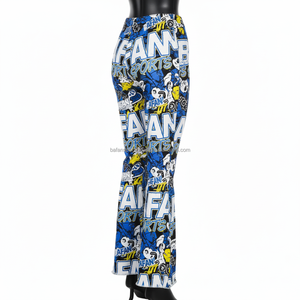 Pantalon évasé pour femme en tissu extensible 240 GSM, bleu, jaune, blanc, noir, impression par sublimation intégrale avec logo personnalisé, pantalon évasé pour femme - Product Image 5