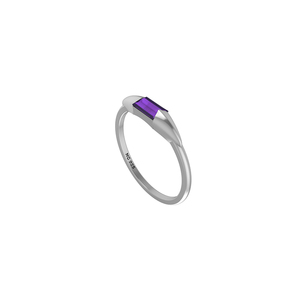 Bague en argent sterling 925, finition haut de gamme, sertie de pierres précieuses améthyste, forme baguette, classique, tendance, pour mariage, fête, mode - Product Image 4
