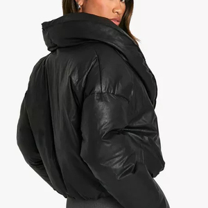 Señoras con capucha chaqueta puffer acabado brillante cálido acolchado moda calle al por mayor OEM logotipo personalizado - Product Image 3