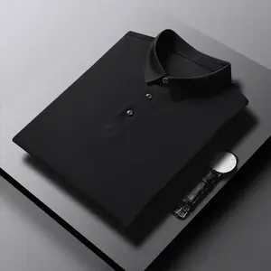 Polos de algodón 100% personalizados para hombre, camisas Polo de manga corta de Color sólido con logotipo propio estampado en blanco de talla grande para hombre - Product Image 5