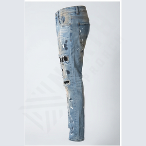 กางเกงยีนส์แฟชั่นผู้ชายคุณภาพสูงแบบใหม่ เอวสูง สไตล์ขาดๆ  ระบายอากาศได้ดี ไซส์ใหญ่ รับผลิตตามสั่ง ขายส่ง - Product Image 3