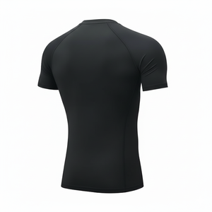Camiseta Deportiva Negra para Hombre, Talla Grande, de Spandex/Poliéster, Compresión, Manga Corta, Ajustada, Lisa, de Secado Rápido - Product Image 2