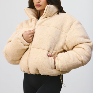 OEM โลโก้ที่กําหนดเองแจ็คเก็ตขนแกะที่สะดวกสบายขนาดใหญ่ขนแกะซิปช่องทางปกเชอร์ปาแคชเมียร์ผู้หญิงแจ็คเก็ตปักเป้า - Product Image 6