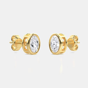 Lab Grown Diamond <b>Stud</b> <b>Earrings</b> Bezel <b>Set</b> Cut 18K Gold for Engagement & Wedding-CVD/HPHT Diamond CVD/HPHT Diamond - Product Image 2