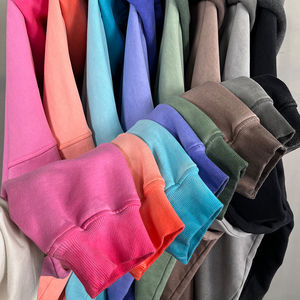 เสื้อผ้าผู้ชายทรงปกติ ผ้าฝรั่งเศสเทอร์รี่ 100% ผ้าฝ้าย ย้อมสีพื้น ลุควินเทจ ทำสีซีดแบบฟอกกรด ผ้าหนา ซีดจางจากแสงแดด เหมาะสำหรับฤดูหนาว - Product Image 4