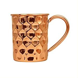Design en relief Moscow Mule Tasse en cuivre pur métal cuivré avec poignée pour boissons de fête Bière et Cocktail - Product Image 6