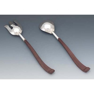 Ensemble de service à salade personnalisé en forme ondulée à long manche en acier inoxydable poli miroir pour mariage - Product Image 1