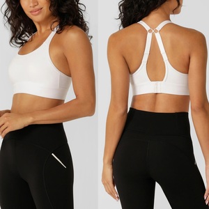 Comfortable Plus Size Push up Sport Bra Front Logo Washed Fabric High Support Eco-Friendly for Yoga Workout-Women's Sports Bras - Product Image 4