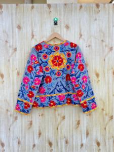 Suzani เสื้อแจ็คเก็ตผ้าฝ้ายอินเดียปักมือสำหรับผู้หญิงชุดลำลองฤดูหนาวเปิดด้านหน้าโครเชต์ปิดไอเดียของขวัญเพื่อนเจ้าสาว - Product Image 2