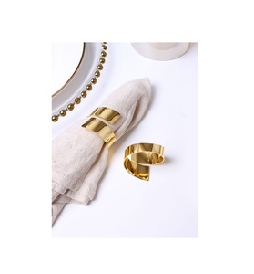 Juego de servilleteros de metal chapado en oro de lujo con talla intrincada para recepciones de bodas y salones de banquetes - Product Image 4