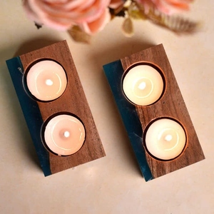 Portavelas de madera de resina para vacaciones de Navidad Pascua y Día de San Valentín epoxi decorativo regalo de cumpleaños para la familia - Product Image 3