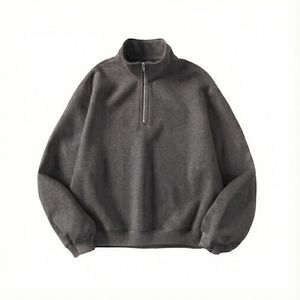 Brown Camel Half <b>Zip</b> Sweatshirt Earth Tone <b>Quarter</b> <b>Zip</b> Pullover Minimalist Style <b>Fleece</b> Cotton Sweater Custom Clothing Vendor - Product Image 4