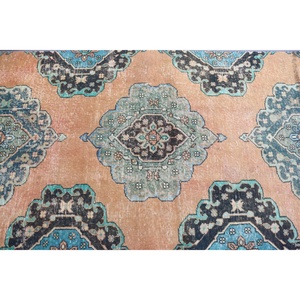 Alfombra Turca Vintage de Lana Azul, 3,2x11,5 pies (99x349 cm) - Product Image 4