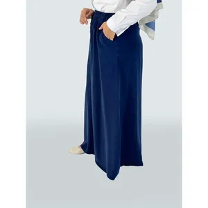 Stylish and Comfortable for Tencel Fabric Long <b>Skirt</b> <b>Elastic</b> Waistline Drawstring Decoration Breathable a Line Wrap Style - Product Image 2