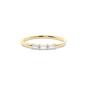 Anillo de diamante cultivado en laboratorio con corte de Baguette de oro sólido de 0,15 quilates 18K 14K letra O código Morse anillo inicial - Product Image 1